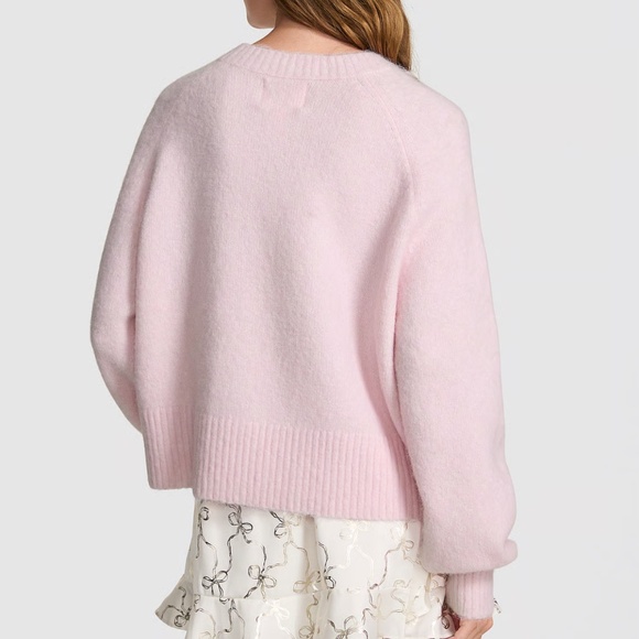 Victoria Secret PINK LoveShackFancy Boxy Sweater Pink Tulip Dog Bow Sz S NEW - Picture 7 of 7